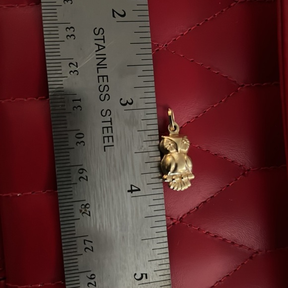 14k Italian Gold Owl Pendant - Picture 5 of 5